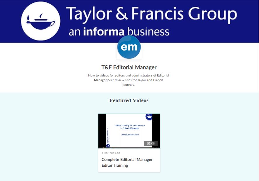 Screenshot of Editorial Manager video training series.